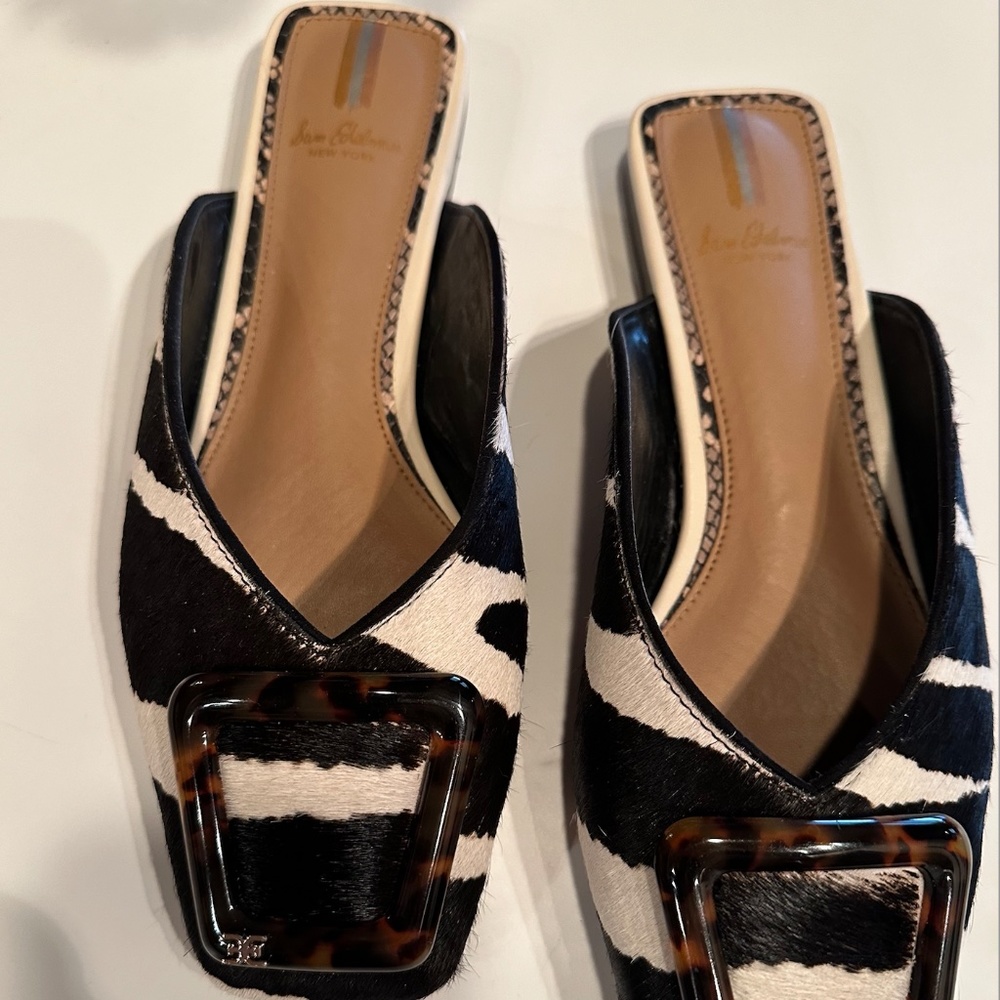 Sam Edelman Lavina Striped Printed Haircalf Mules